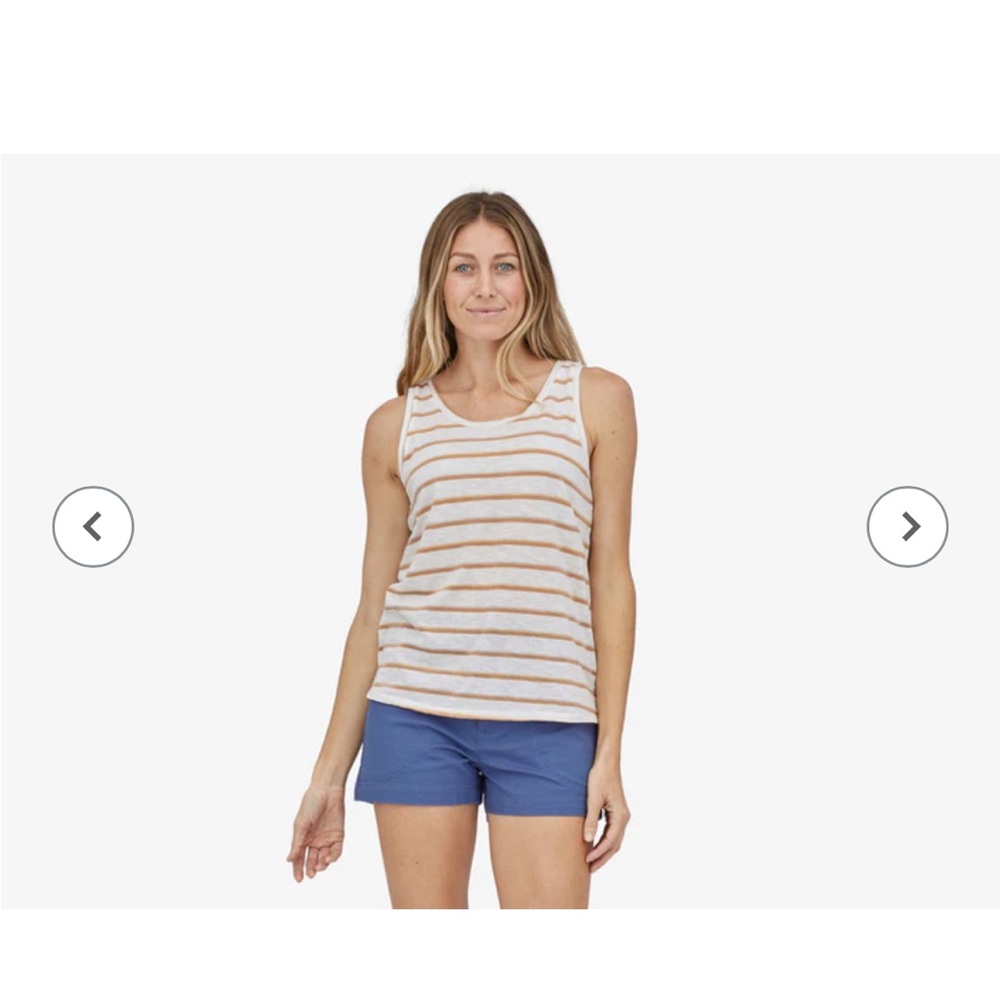Patagonia Cream and Tan Striped Tank Top